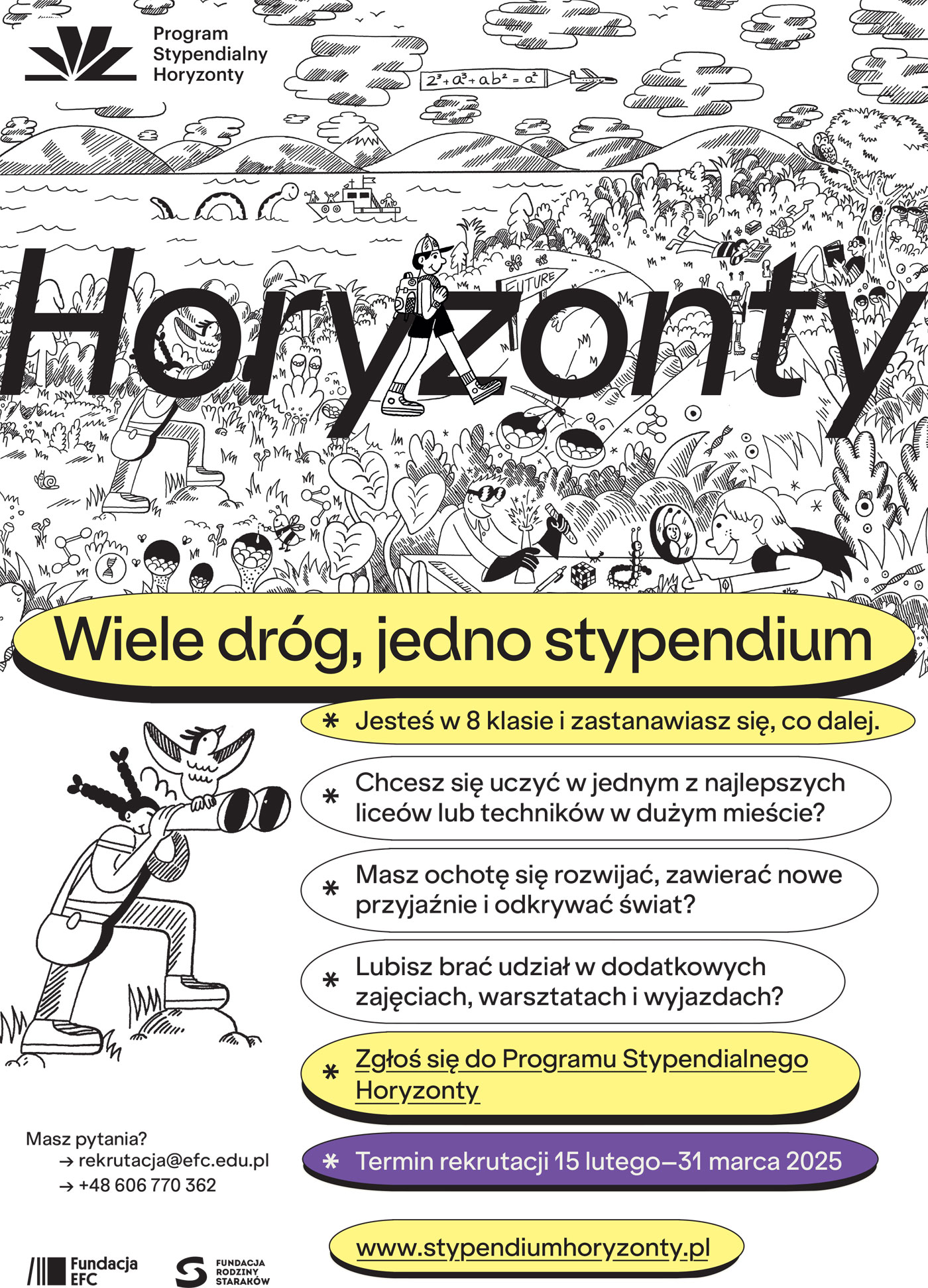 Plakat Programu Stypendialnego Horyzonty - Wiele dróg, jedno stypendium.