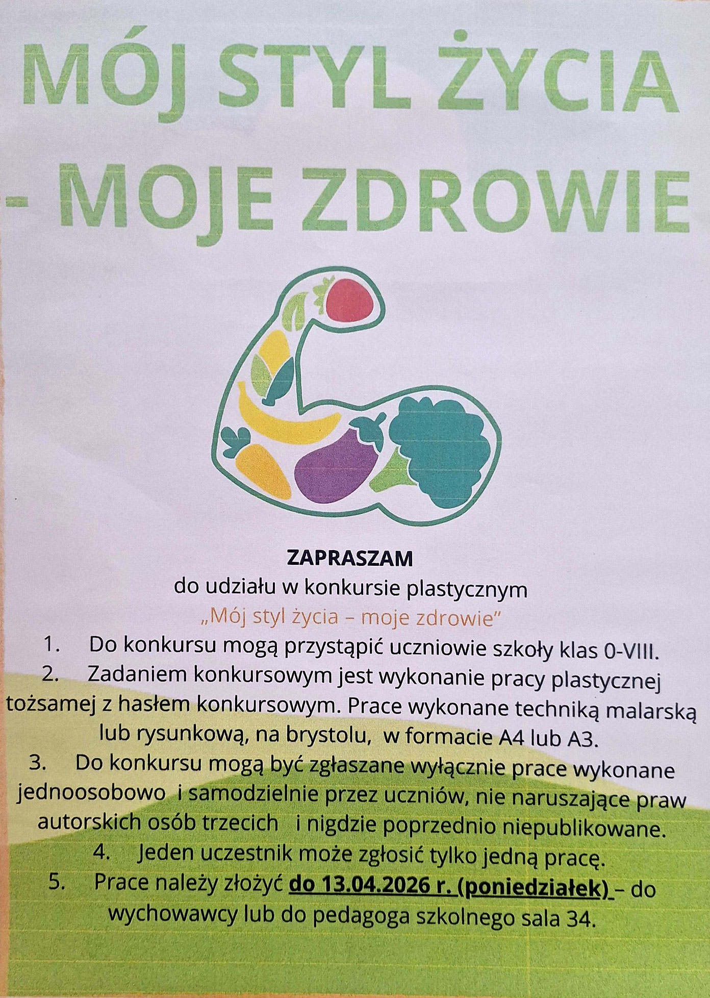 Plakat konkursu "Mój Styl Życia - Moje Zdrowie"